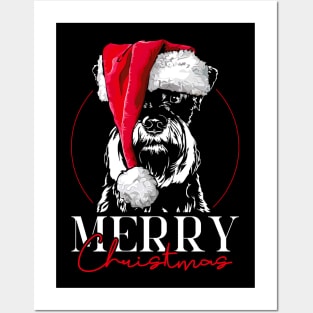 Miniature Schnauzer Santa Merry Christmas dog mom Posters and Art